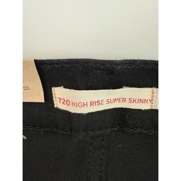 Levi's Women 720 High Rise Super Skinny Zip Fly Black Jeans 24x28 - Picture 6 of 12